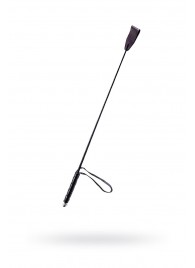 Чёрный стек с кожаной ручкой - 58 см. - Sitabella - купить с доставкой в Прокопьевске