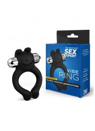 Черное силиконовое эрекционное виброкольцо Sex Expert - Sex Expert - в Прокопьевске купить с доставкой