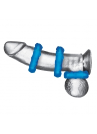 Комплект из трех голубых эрекционных колец 3-Pack Ribbed Rider Cock Ring Set - BlueLine - в Прокопьевске купить с доставкой