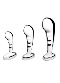 Набор из 3 стальных стимуляторов простаты Stainless Steel P-spot Training Set - b-Vibe - в Прокопьевске купить с доставкой