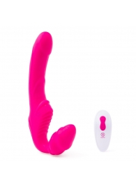 Розовый безремневой страпон на радиоуправлении Strapless Together - 22 см. - Together Toy - купить с доставкой в Прокопьевске