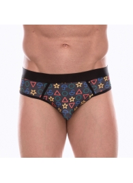 Темно-серые мужские трусы-джоки с принтом в виде цветных значков - Don Moris купить с доставкой