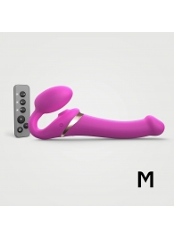 Ярко-розовый безремневой страпон Multi Orgasm Size M с клиторальной стимуляцией - Strap-on-me - купить с доставкой в Прокопьевске