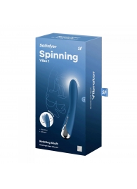 Синий вибратор-ротатор Spinning Vibe 1 - 18 см. - Satisfyer купить в Прокопьевске с доставкой в Orgasmix.ru Синий вибратор-ротатор Spinning Vibe 1 - 18 см. - Satisfyer