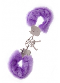 Фиолетовые меховые наручники METAL HANDCUFF WITH PLUSH LAVENDER - Dream Toys - купить с доставкой в Прокопьевске