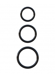 Набор из трех черных эрекционных колец Silicone 3-Ring Stamina Set - Pipedream - в Прокопьевске купить с доставкой