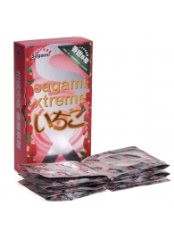 Презервативы Sagami Xtreme Strawberry c ароматом клубники - 10 шт. - Sagami - купить с доставкой в Прокопьевске