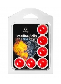 Набор из 6 шариков с массажным маслом Brazilian Balls с охлаждающим и разогревающим эффектом - Secret Play - купить с доставкой в Прокопьевске