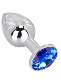 Анальное украшение BUTT PLUG  Small с синим кристаллом - 7 см. - Anal Jewelry Plug - купить с доставкой в Прокопьевске