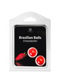 Набор из 2 шариков с массажным маслом Brazilian Balls с ароматом клубники - Secret Play - купить с доставкой в Прокопьевске