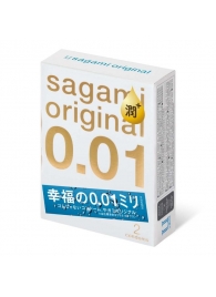 Увлажнённые презервативы Sagami Original 0.01 Extra Lub - 2 шт. - Sagami - купить с доставкой в Прокопьевске