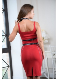 Черно-серебристая портупея-юбка plus size с цепочками - БДСМ Арсенал - купить с доставкой в Прокопьевске