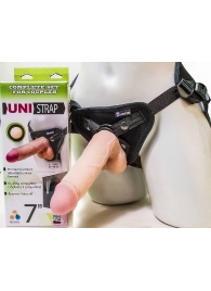 Страпон-унисекс с двумя насадками UNI strap 7  Harness - 19 и 16 см. - LOVETOY (А-Полимер) - купить с доставкой в Прокопьевске