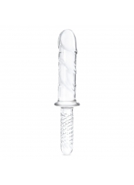 Стеклянный фаллоимитатор с рукоятью 11’’ Girthy Cock Double Ended With Handle - 28 см. - Glas