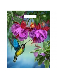 Пакет с принтом в виде колибри в цветах с вырубной ручкой (31х40 см) - Сима-Ленд - купить с доставкой в Прокопьевске