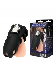 Черная клетка для пениса Silicone Small 2 in Cock Cage With Ball Divider - BlueLine - купить с доставкой в Прокопьевске