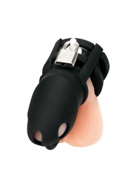 Черная клетка для пениса Silicone Small 2 in Cock Cage With Ball Divider - BlueLine - купить с доставкой в Прокопьевске