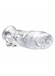 Прозрачная насадка для увеличения члена Realistic Clear Penis Enhancer and Ball Stretcher - 20,3 см. - XR Brands - в Прокопьевске купить с доставкой