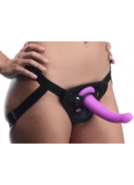 Лиловый поясной страпон Navigator Silicone G-Spot Dildo with Harness - 17,8 см. - XR Brands - купить с доставкой в Прокопьевске