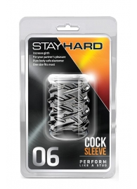 Прозрачная насадка с объёмными чёрточками STAY HARD COCK SLEEVE 06 CLEAR - Blush Novelties - в Прокопьевске купить с доставкой