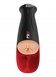 Телесный мастурбатор-вагина в черной колбе с вибрацией Fuck-O-Matic Pro XL - Pipedream - в Прокопьевске купить с доставкой