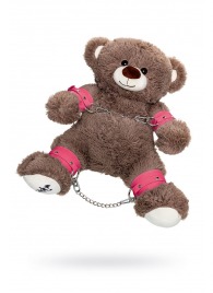 Бондажный набор: бурый мишка с розовыми оковами и наручниками - Pecado - купить с доставкой в Прокопьевске