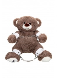 Бондажный набор: бурый мишка с белыми оковами и наручниками - Pecado - купить с доставкой в Прокопьевске