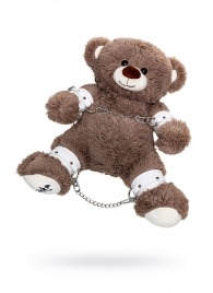 Бондажный набор: бурый мишка с белыми оковами и наручниками - Pecado - купить с доставкой в Прокопьевске