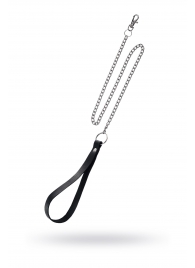 Поводок с ручкой из черной натуральной кожи и карабином для ошейника - Pecado - купить с доставкой в Прокопьевске