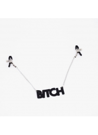 Зажимы на соски с кожаной подвеской Bitch - Crazy Handmade - купить с доставкой в Прокопьевске