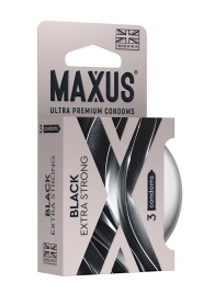 Черные утолщенные презервативы MAXUS Extra Strong с железным кейсом - 3 шт. - Maxus - купить с доставкой в Прокопьевске