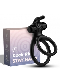 Черное эрекционное виброкольцо с подхватом мошонки Stay Hard - Boys of Toys - в Прокопьевске купить с доставкой