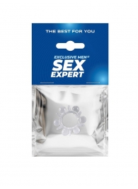 Прозрачное эрекционное кольцо с шариками и шипами - Sex Expert - в Прокопьевске купить с доставкой