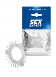Эластичное эрекционное кольцо с 3 шариками и шипами - Sex Expert - в Прокопьевске купить с доставкой