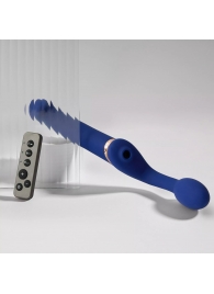 Синий безремневой страпон Multi Orgasm Bendable Strap-On size L с клиторальной стимуляцией - Strap-on-me - купить с доставкой в Прокопьевске