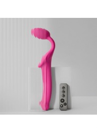 Ярко-розовый безремневой страпон Strap-on-me Vibrating Bendable Strap-On size L - Strap-on-me - купить с доставкой в Прокопьевске