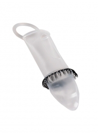 Закрытая насадка на пенис с подхватом мошонки и стимулирующими «ресничками» - Sextaz - в Прокопьевске купить с доставкой