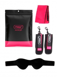 Черно-розовый эротический набор: маска, наручники и повязка - Erokay - купить с доставкой в Прокопьевске