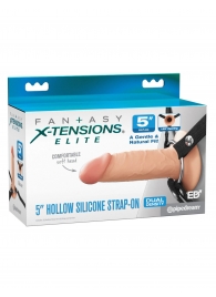 Телесный пустотелый фаллопротез 5’’ Hollow Silicone Strap-On - 14 см. - Pipedream - купить с доставкой в Прокопьевске