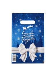 Сине-белый подарочный новогодний пакет с вырубной ручкой (20х30 см) - Сима-Ленд - купить с доставкой в Прокопьевске