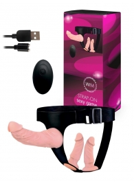 Женский страпон с 3 насадками и вибрацией - Erowoman-Eroman - купить с доставкой в Прокопьевске