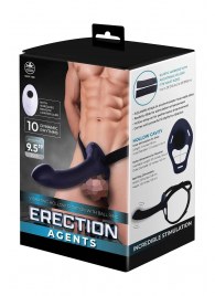 Черный полый страпон с вибрацией Erection Agents - 24,1 см. - NMC - купить с доставкой в Прокопьевске