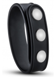 Черное эрекционное кольцо на кнопках - Blush Novelties - в Прокопьевске купить с доставкой