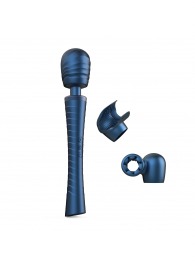 Синий вибромассажёр с насадками Man.wand Edgy - Manwan - в Прокопьевске купить с доставкой