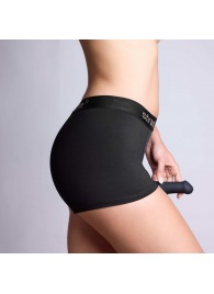 Черные трусики-боксеры для фиксации насадок Strap-on-me Harness Lingerie Allure - size XS - Strap-on-me - купить с доставкой в Прокопьевске