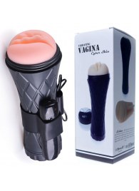 Телесный мастурбатор-вагина в черной колбе с вибрацией - Boys of Toys - в Прокопьевске купить с доставкой