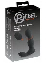 Черная анальная пробка с вибрацией, вращением и пультом ДУ RC Butt Plug with 2 Functions - Orion - в Прокопьевске купить с доставкой