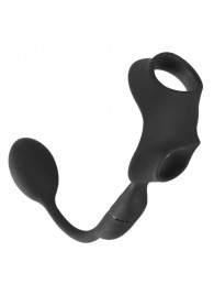 Черное виброкольцо с анальной пробкой Cock Ring with RC Butt Plug - Orion - в Прокопьевске купить с доставкой
