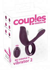 Фиолетовая насадка на член с клиторальным отростком и пультом ДУ RC Couple’s Vibrator 2 - Orion - в Прокопьевске купить с доставкой