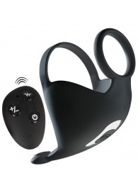 Черная вибронасадка для эрекции и стимуляции мошонки Cock ring with RC ball massager - Orion - в Прокопьевске купить с доставкой